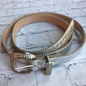 SKY VINTAGE SILVER FLORAL WOMENS BELT SIZE 1XL